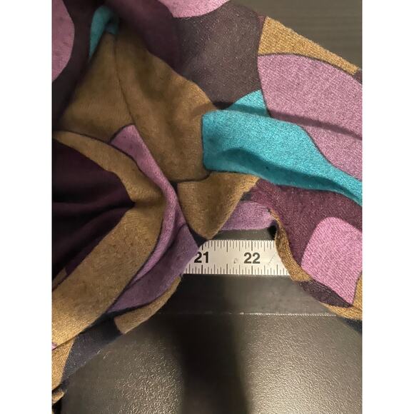 Loco Lindo Womens Tunic L/XL Purple Geometric Faux Wrap Stretch Asymmetric Boho - Picture 5 of 8